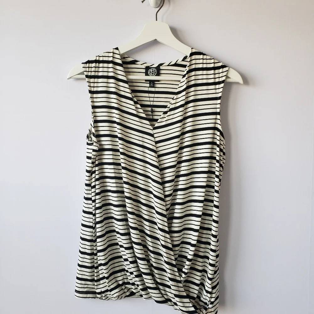 Bobeau womens top size s sleeveless stripe surplice neck